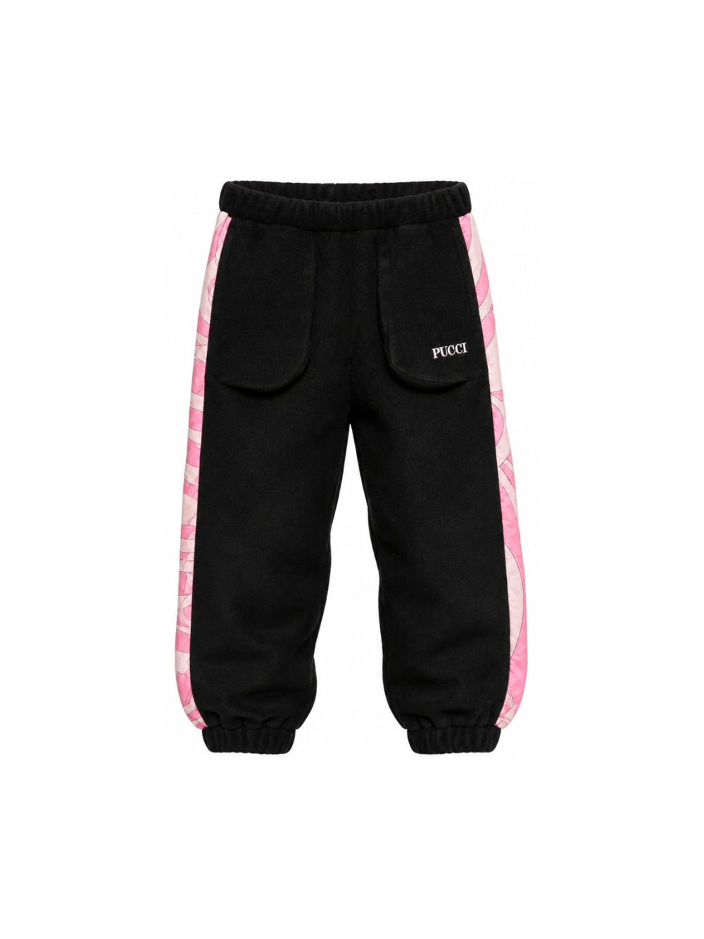 Pantaloni sportivi per bambina Emilio Pucci Kids neri con inserti con fantasia rosa PZ6B50 U0308 930RS EMILIO PUCCI KIDS