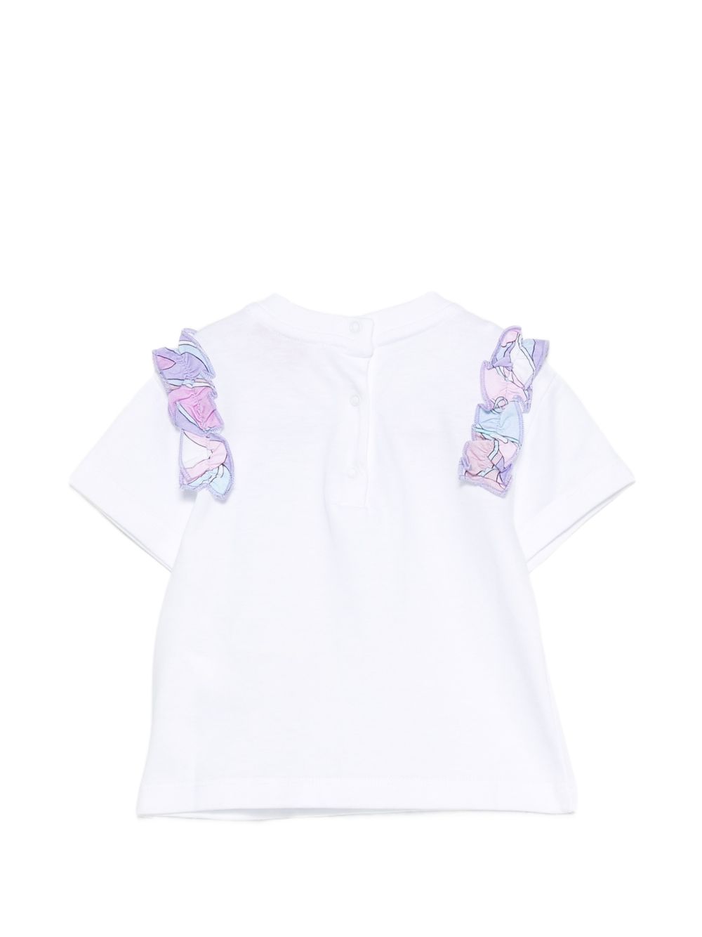 T-shirt per neonata Emilio Pucci Junior bianca con dettaglio ruches PZ8031 Z3672 100 EMILIO PUCCI KIDS