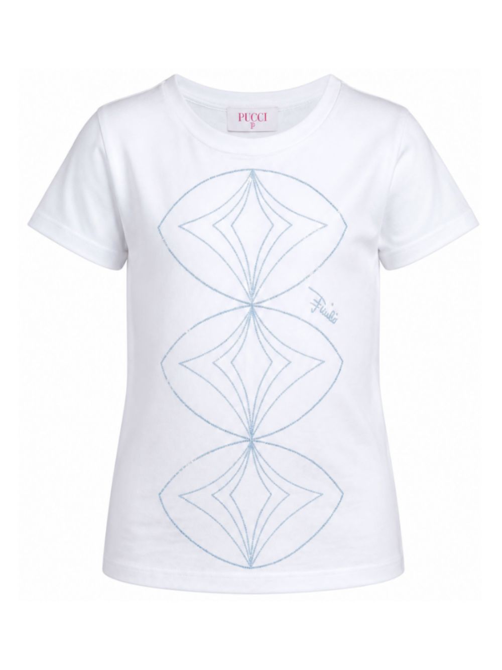 T-shirt per bambina Emilio Pucci Kids bianca con dettagli paillettes PZ8B01 Z3672 100CE EMILIO PUCCI KIDS