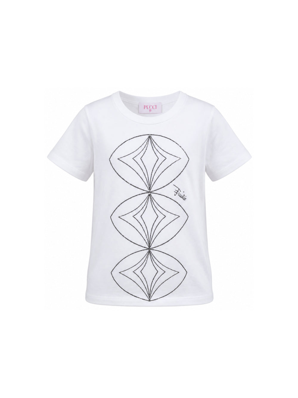 T-shirt per bambina Emilio Pucci Kids bianca con dettagli paillettes PZ8B01 Z3672 100NE EMILIO PUCCI KIDS