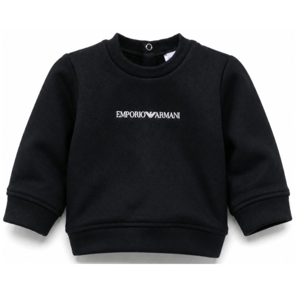 Felpa per neonato Emporio Armani Kids blu con logo sul davanti EB000301 AF14681 UB118 EMPORIO ARMANI KIDS