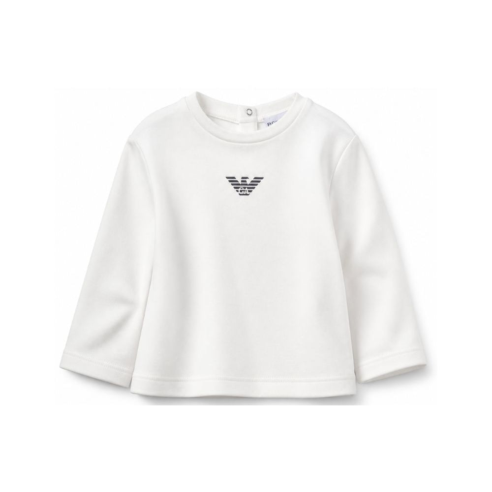 T-shirt per neonato Emporio Armani Kids bianca con logo Aquila sul davanti EB000418 AF15013 M0134 EMPORIO ARMANI KIDS