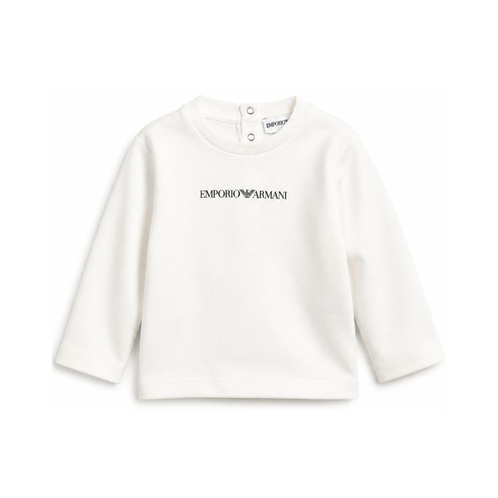T-shirt per neonato Emporio Armani Kids bianca con logo sul davanti EB000418 AF15013 M0135 EMPORIO ARMANI KIDS