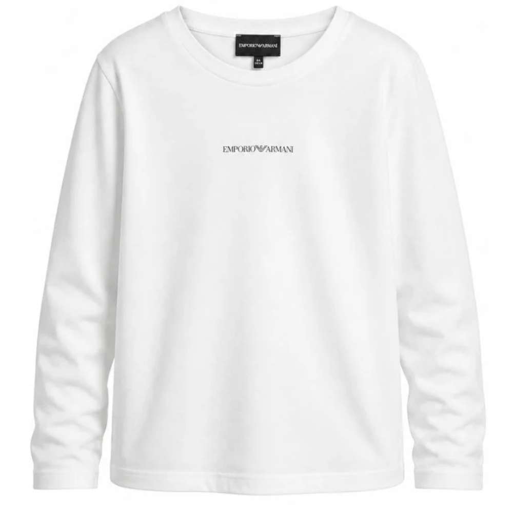 T-shirt per bambino Emporio Armani Kids bianca con dettaglio logo EB000420 AF15013 M0135 EMPORIO ARMANI KIDS