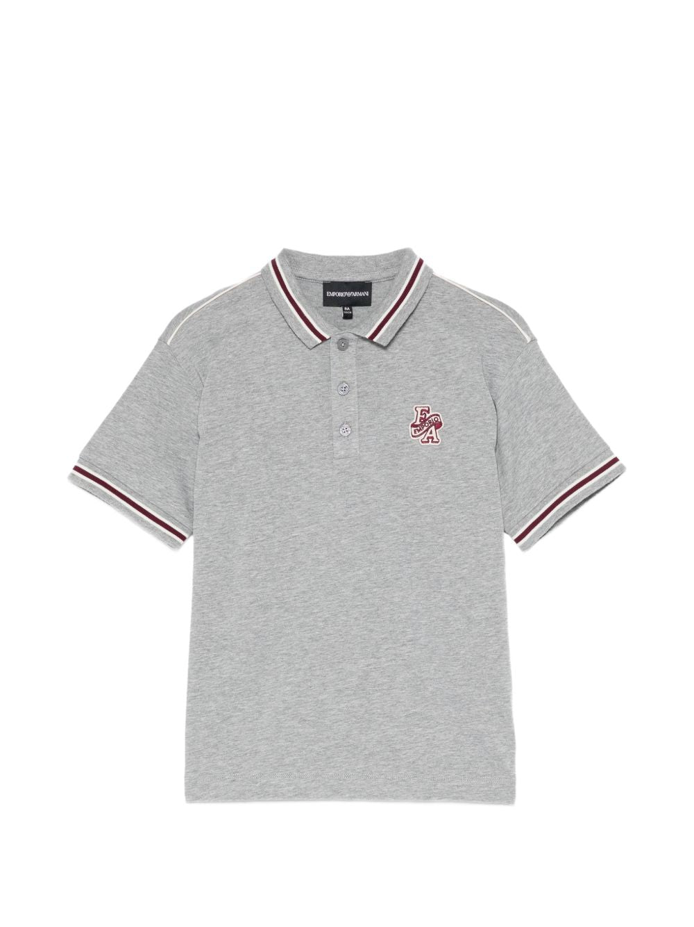 T-shirt per bambino Emporio Armani Kids grigia con logo applicato sul davanti EB001381 AF13715 O8042 EMPORIO ARMANI KIDS