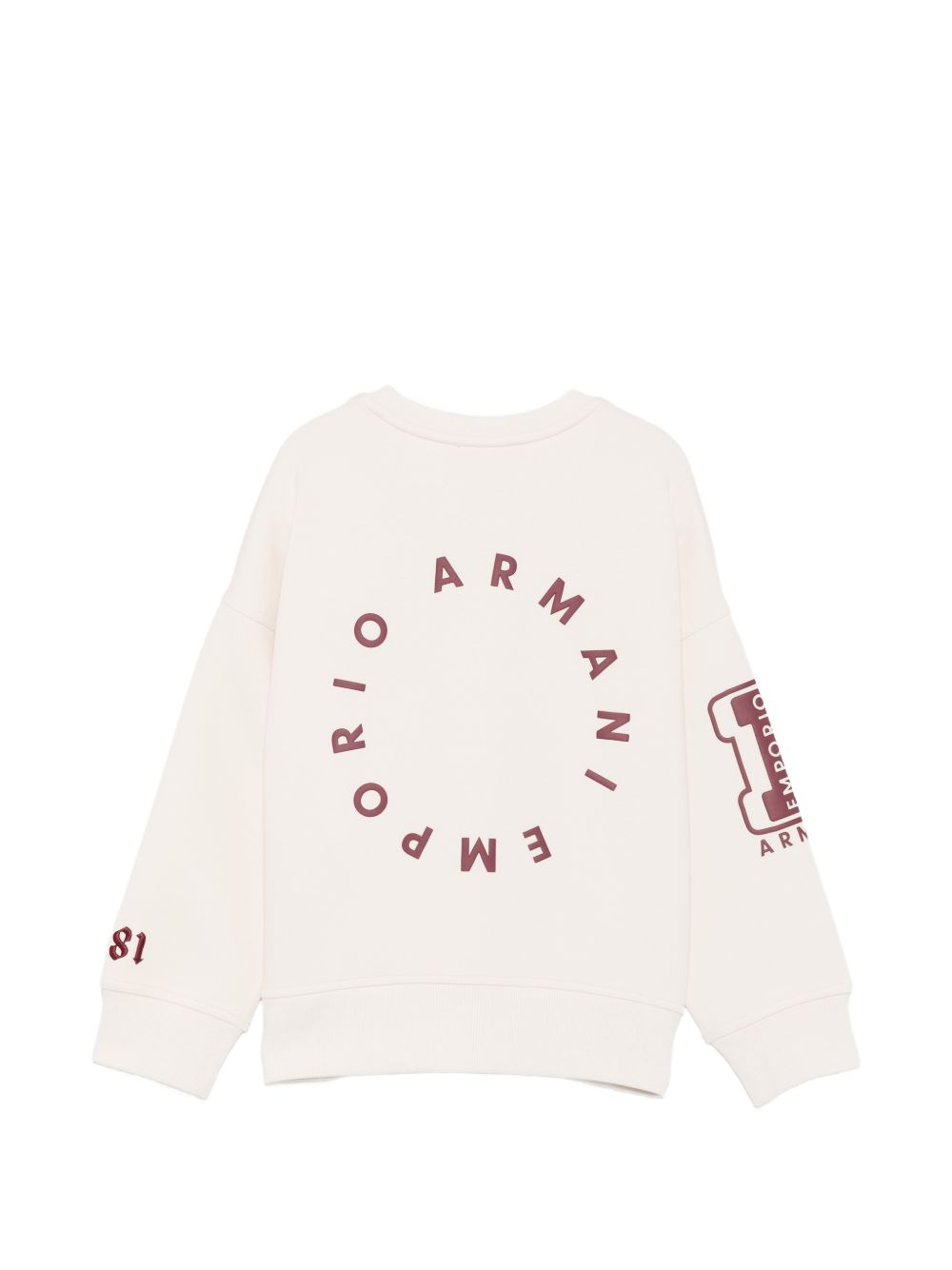 Felpa per bambino Emporio Armani Kids bianco sporco con stampa logo sul retro EB001389 AF10126 U1009 EMPORIO ARMANI KIDS