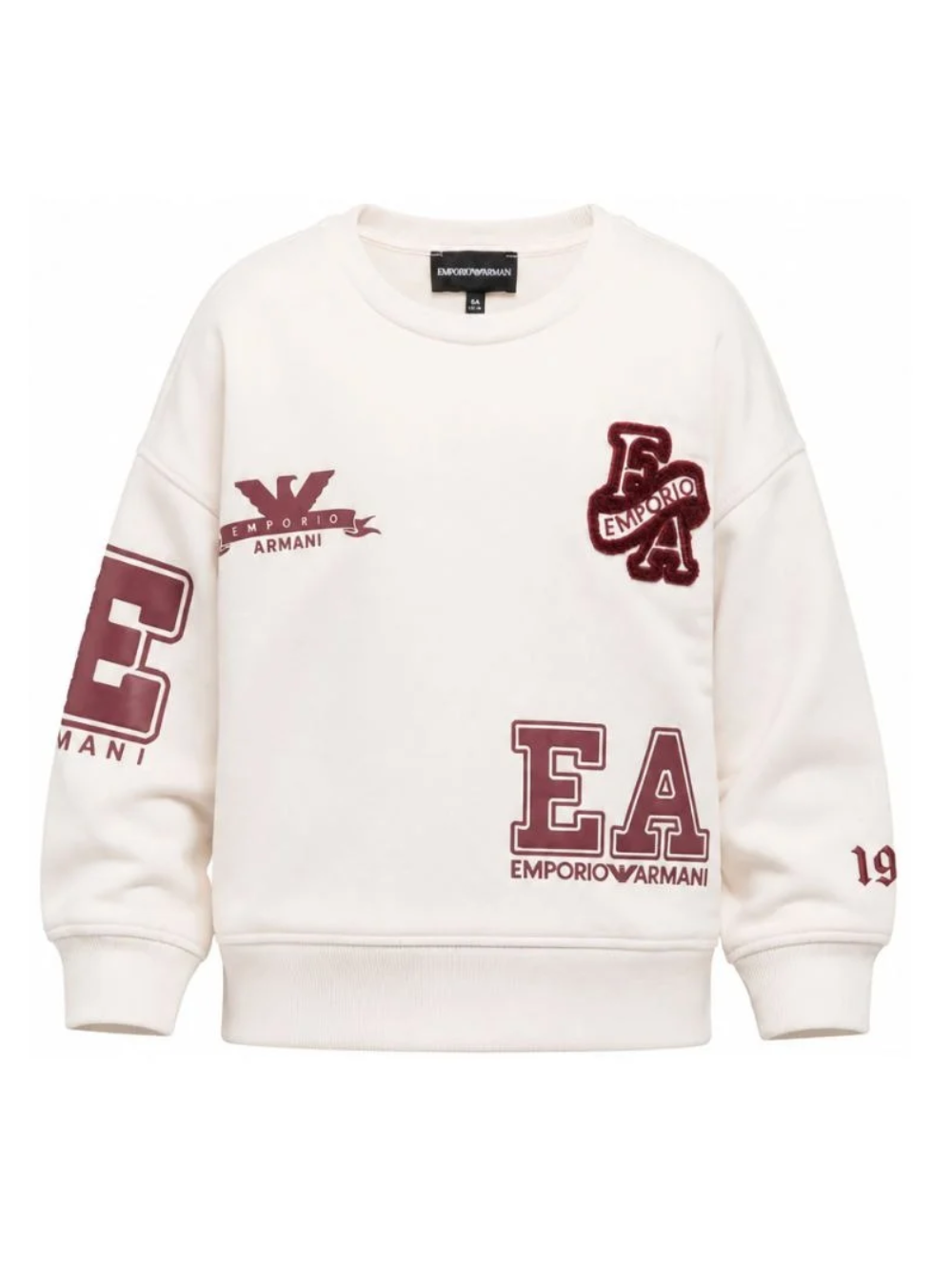 Felpa per bambino Emporio Armani Kids bianco sporco con stampa logo sul retro EB001389 AF10126 U1009 EMPORIO ARMANI KIDS