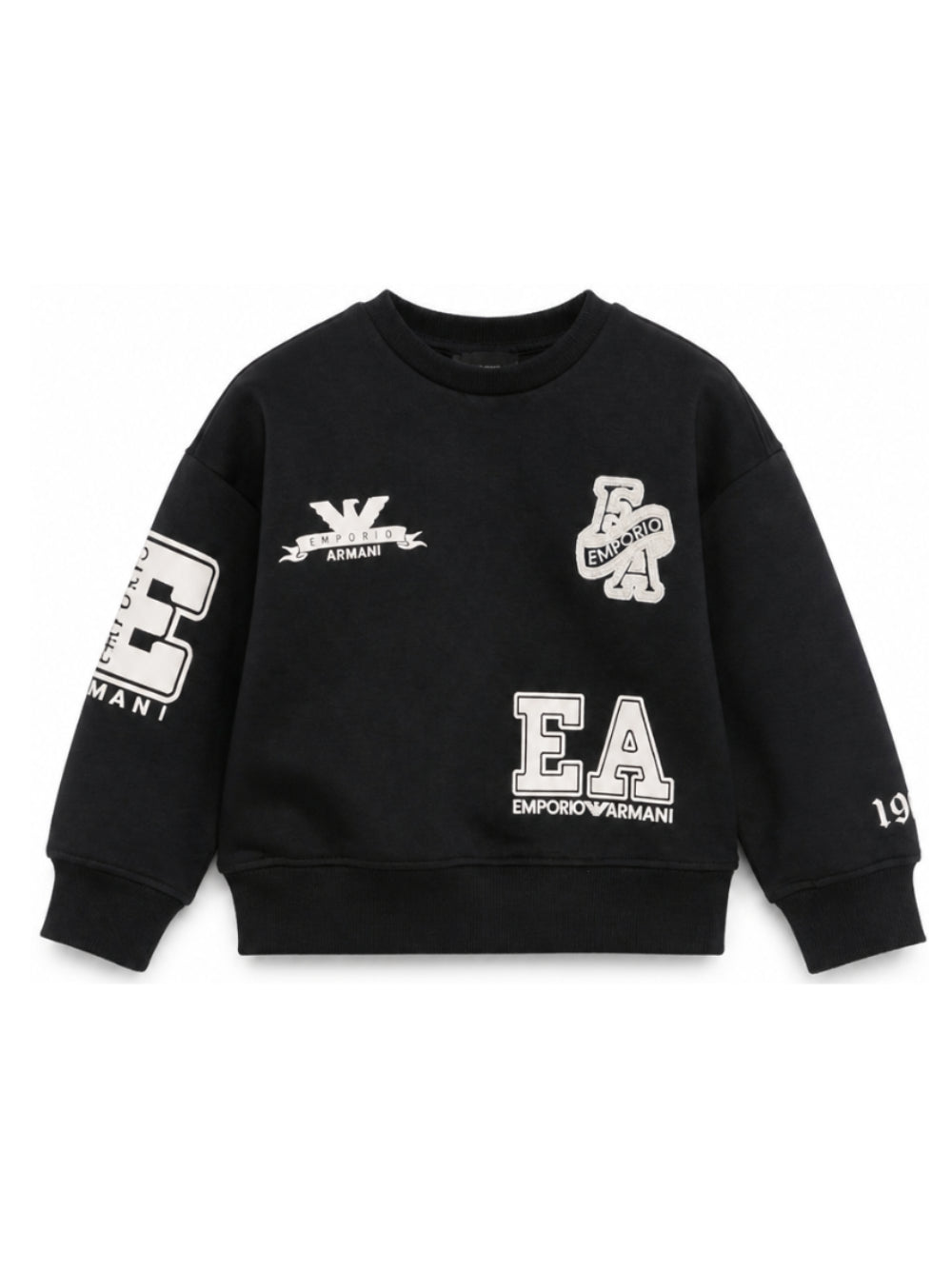 Felpa per bambino Emporio Armani Kids nera con patch logo EB001389 AF10126 UB118 EMPORIO ARMANI KIDS