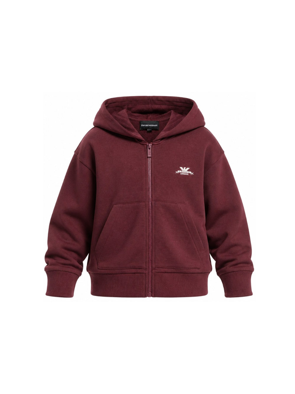 Felpa per bambino Emporio Armani Kids bordeaux con patch del logo sul retro EB001391 AF26020 UA343 EMPORIO ARMANI KIDS