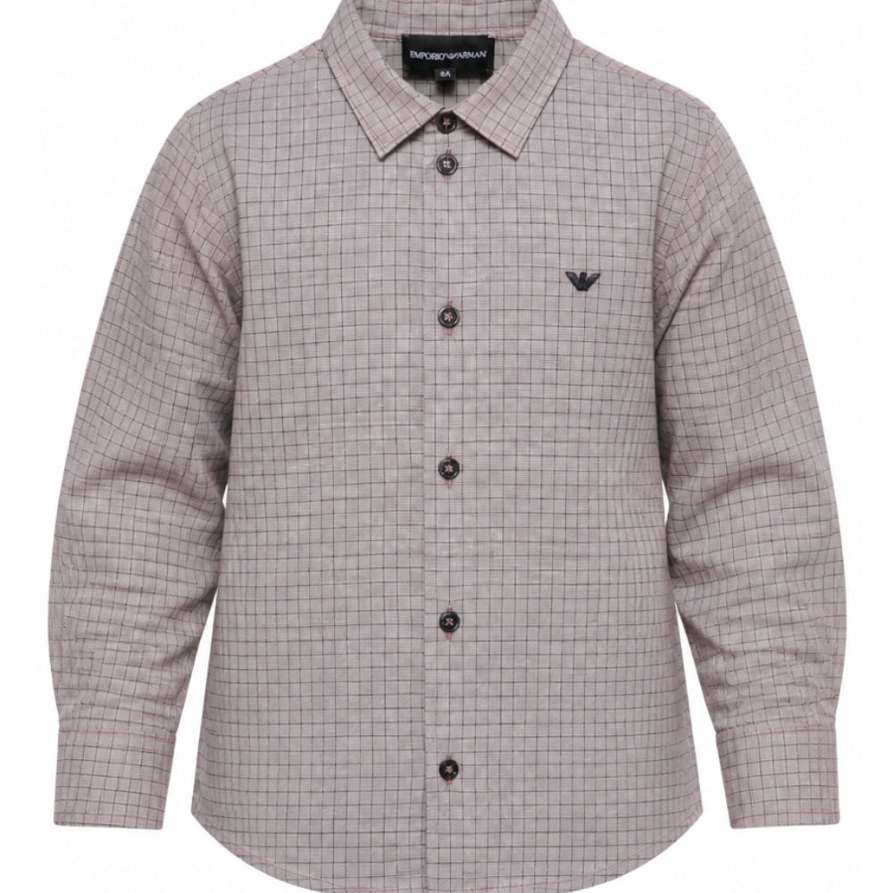 Camicia per bambino Emporio Armani Kids rosa chiaro con motivo a quadri EB001426 AF25922 F6016 EMPORIO ARMANI KIDS