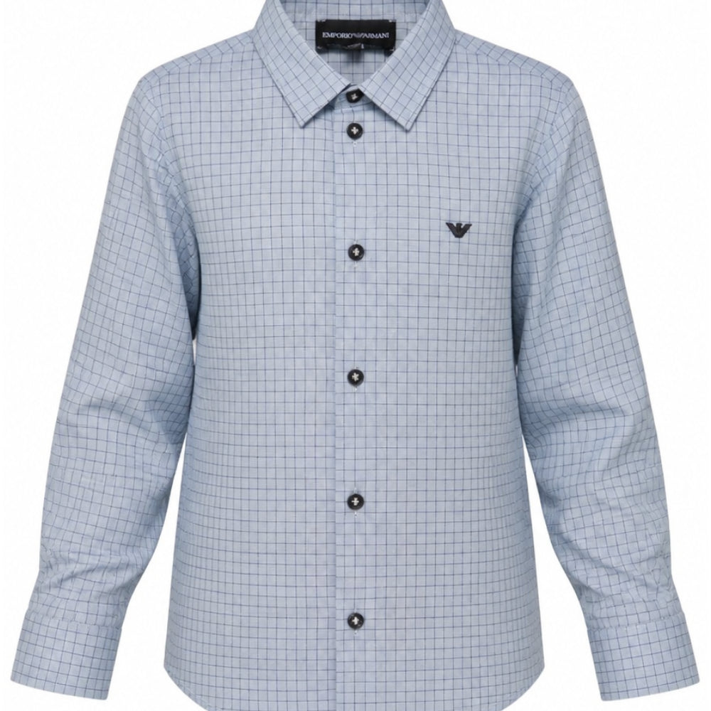 Camicia per bambino Emporio Armani Kids azzurro con motivo a quadri EB001426 AF25922 FB065 EMPORIO ARMANI KIDS