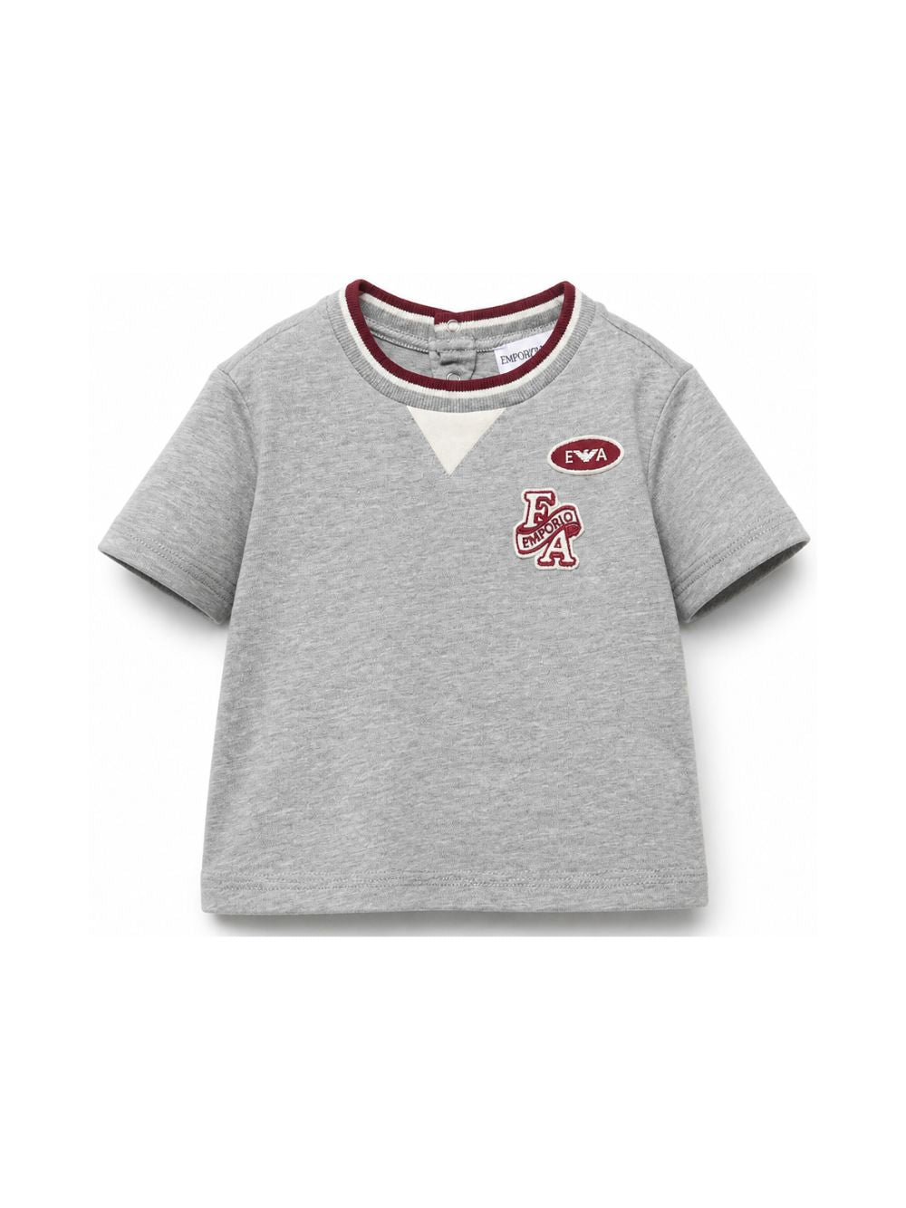 T-shirt per neonato Emporio Armani Kids grigio con patch logo EB001439 AF13715 O8042 EMPORIO ARMANI KIDS