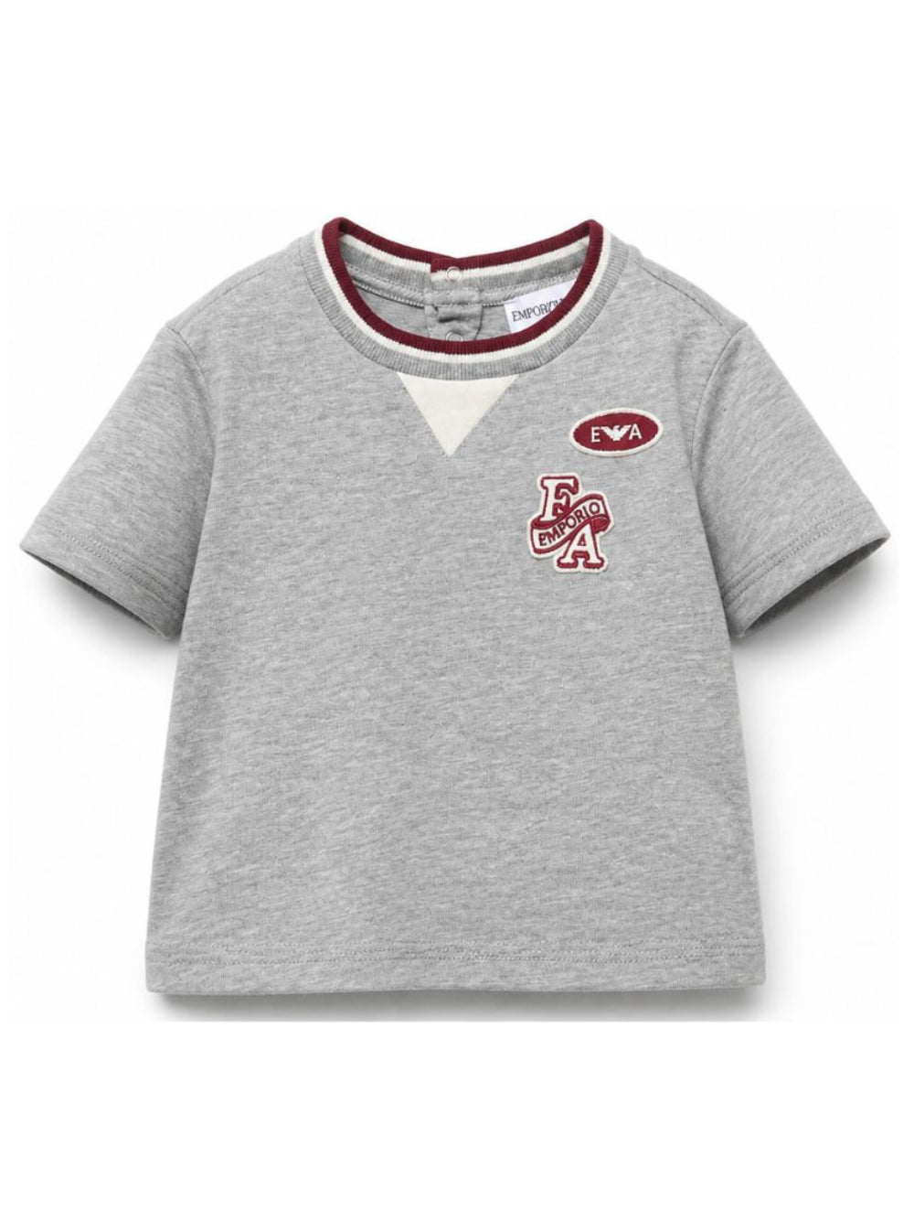 T-shirt per neonato Emporio Armani Kids grigio con patch logo EB001439 AF13715 O8042 EMPORIO ARMANI KIDS