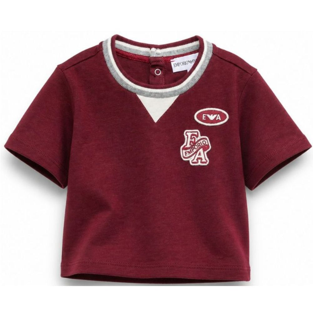 T-shirt per neonato Emporio Armani Kids bordeaux con patta logo EB001439 AF13715 UA343 EMPORIO ARMANI KIDS