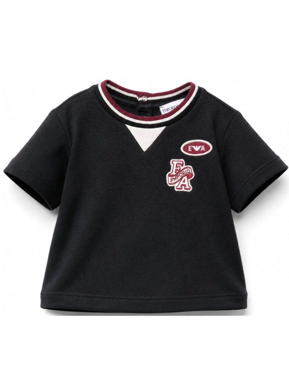 T-shirt per neonato Emporio Armani Kids blu navy con applicazione logo EB001439 AF13715 UB118 EMPORIO ARMANI KIDS