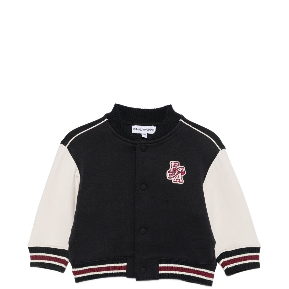 Felpa per neonato Emporio Armani Kids nera con applicazione logo sul petto EB001459 AF10126 MZ998 EMPORIO ARMANI KIDS
