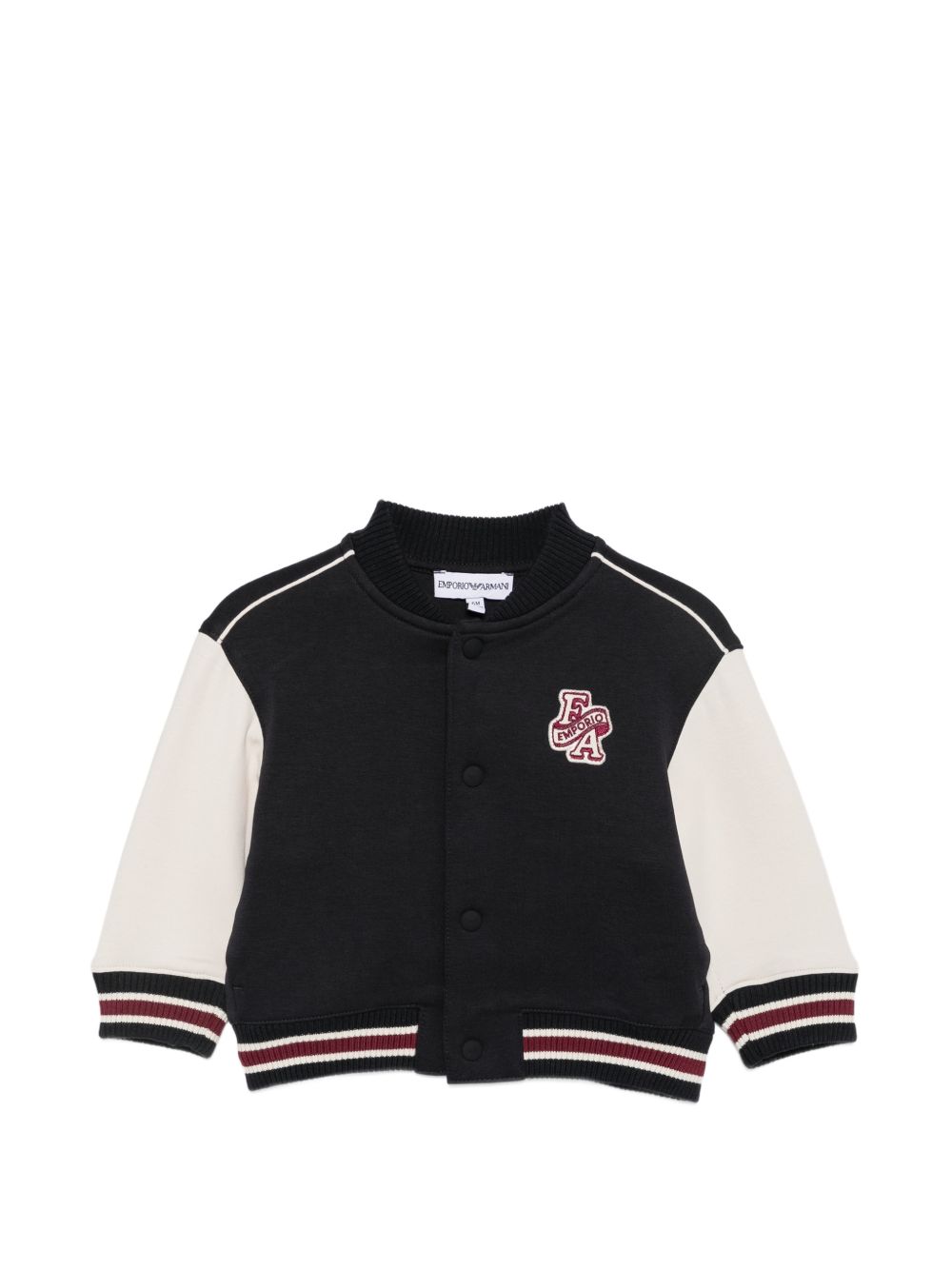 Felpa per neonato Emporio Armani Kids nera con applicazione logo sul petto EB001459 AF10126 MZ998 EMPORIO ARMANI KIDS