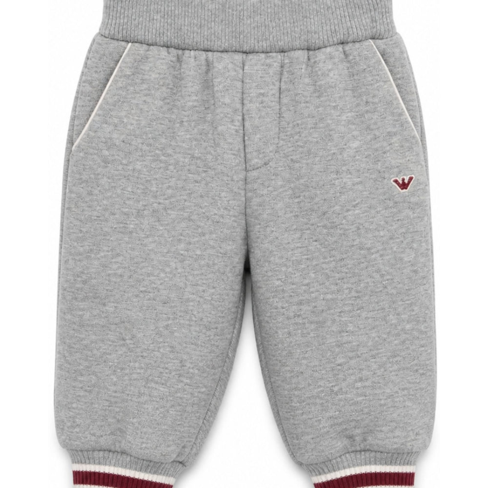 Pantatuta per neonato Emporio Armani Kids grigio con logo ricamato sul davanti EB001466 AF10126 O8042 EMPORIO ARMANI KIDS