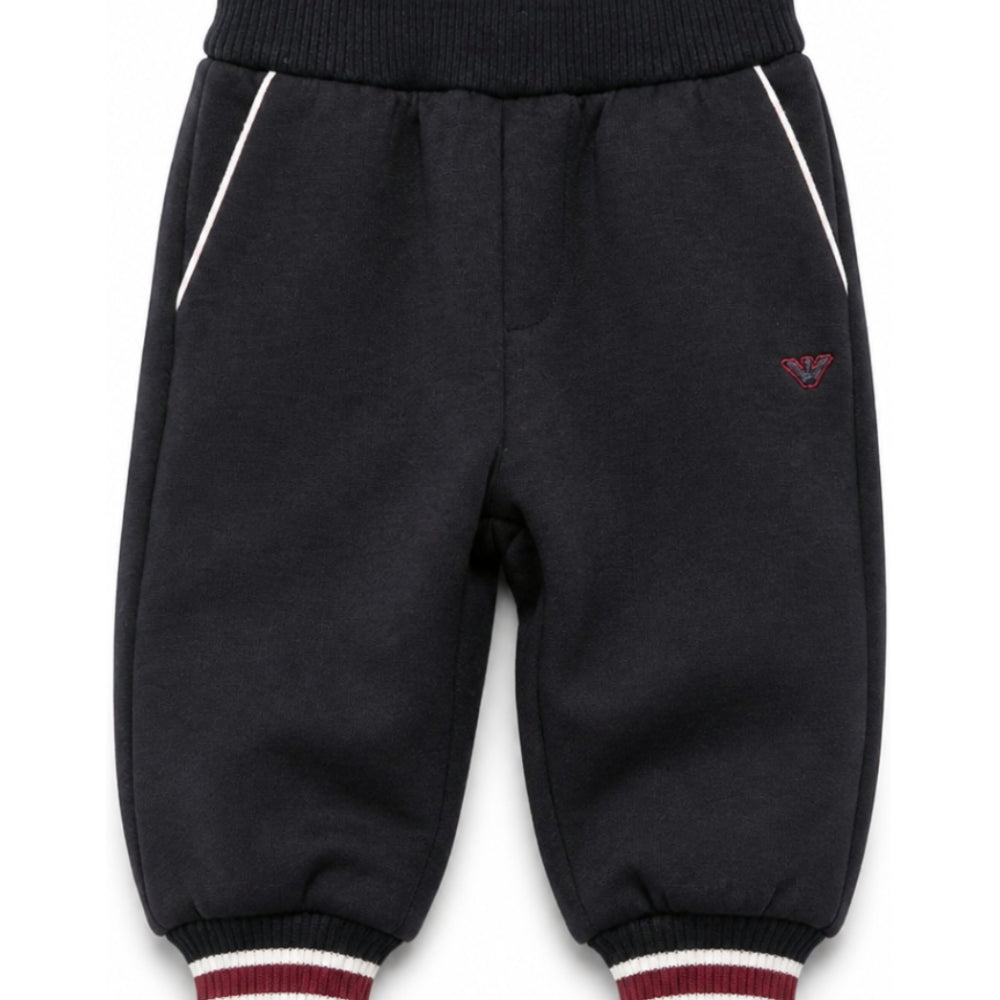 Pantatuta per neonato Emporio Armani Kids nero con logo ricamato sul davanti EB001466 AF10126 UB118 EMPORIO ARMANI KIDS