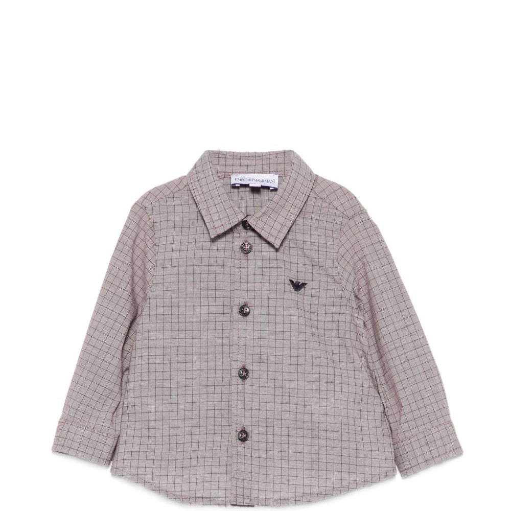 Camicia per neonato Emporio Armani Kids grigia con motivo a quadri EB001485 AF25922 F6016 EMPORIO ARMANI KIDS