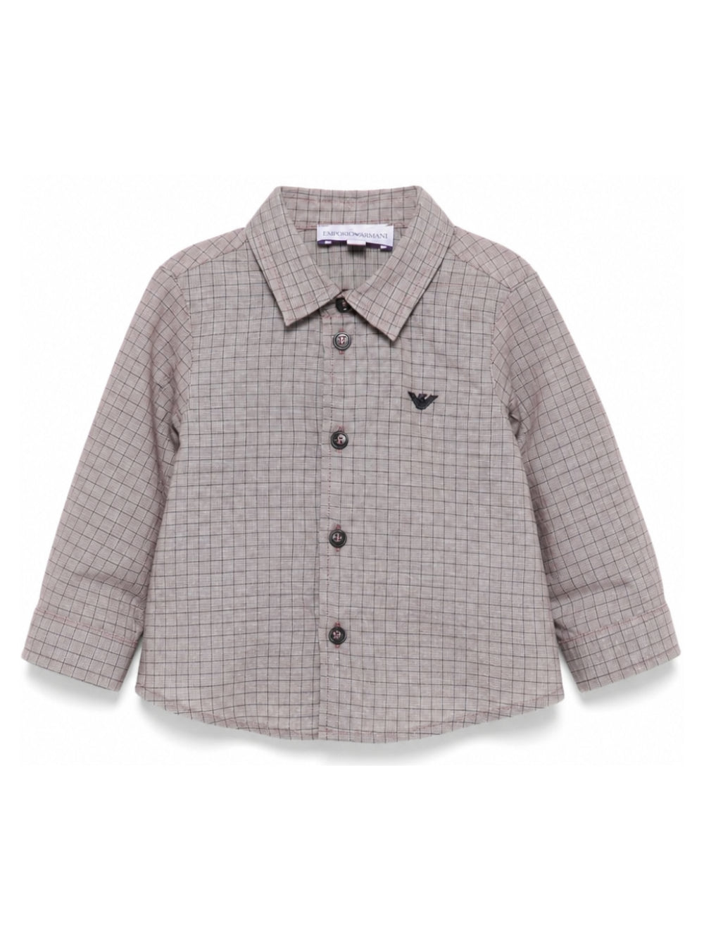 Camicia per neonato Emporio Armani Kids grigia con motivo a quadri EB001485 AF25922 F6016 EMPORIO ARMANI KIDS