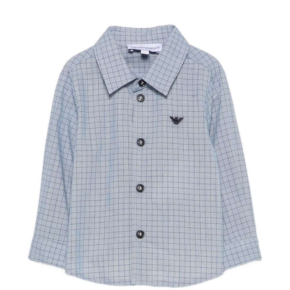 Camicia per neonato Emporio Armani Kids blu con motivo a quadri EB001485 AF25922 FB065 EMPORIO ARMANI KIDS