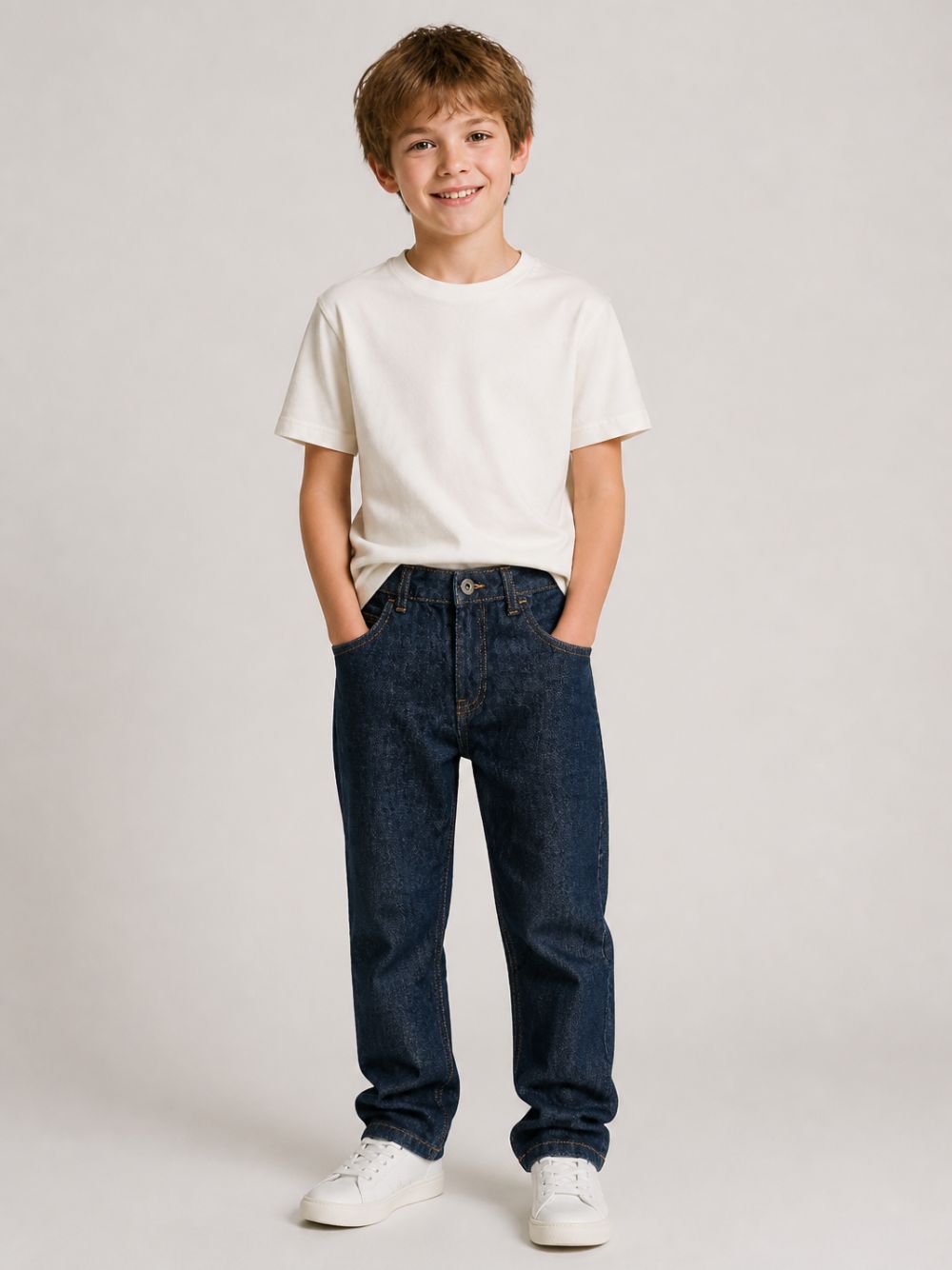 Jeans per bambino Emporio Armani Kids blu con placca logo EB001489 AF25912 MB001 EMPORIO ARMANI KIDS