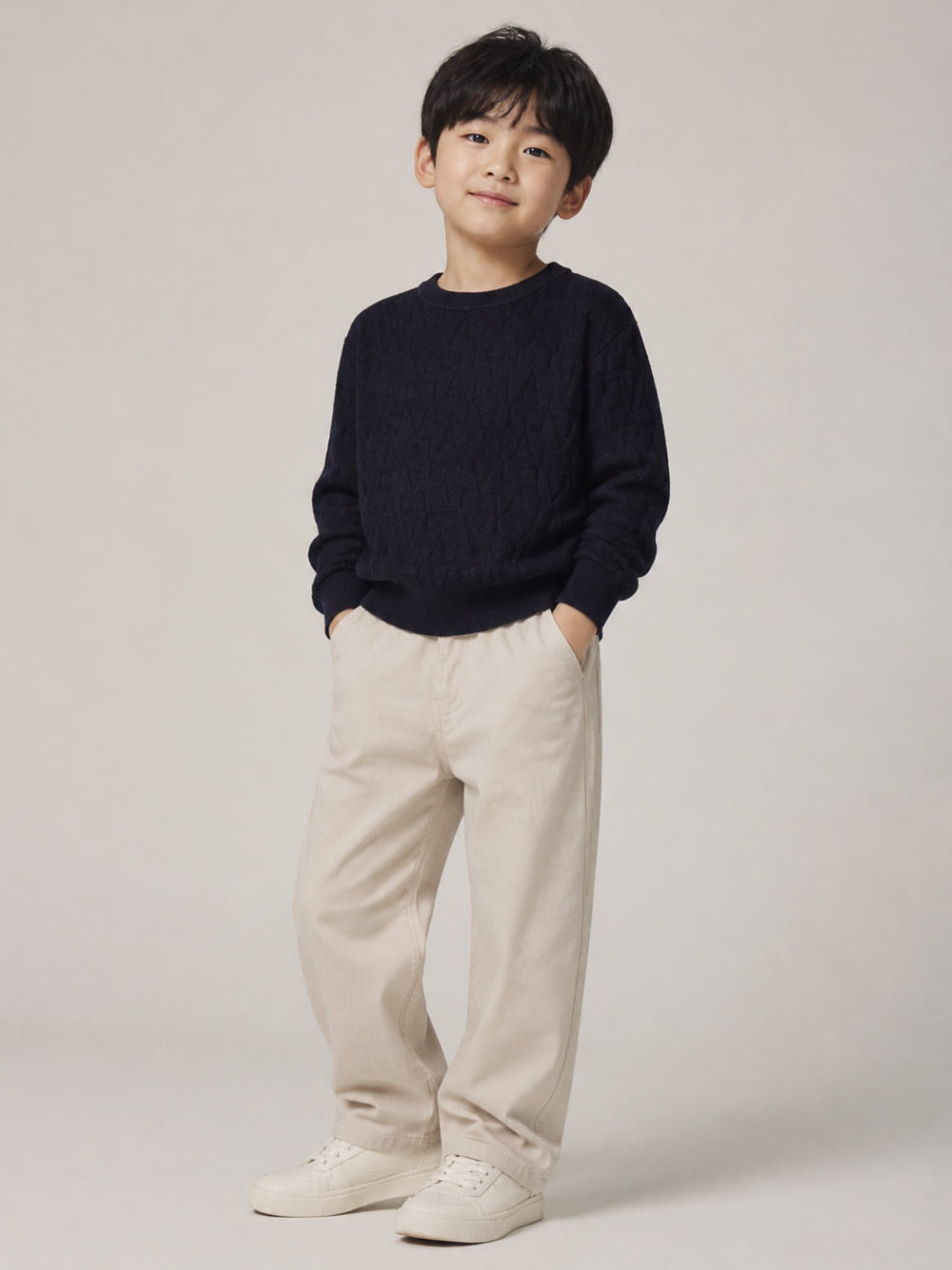 Pantaloni per bambino Emporio Armani Kids beige con logo ricamato EB001493 AF25986 U8042 EMPORIO ARMANI KIDS