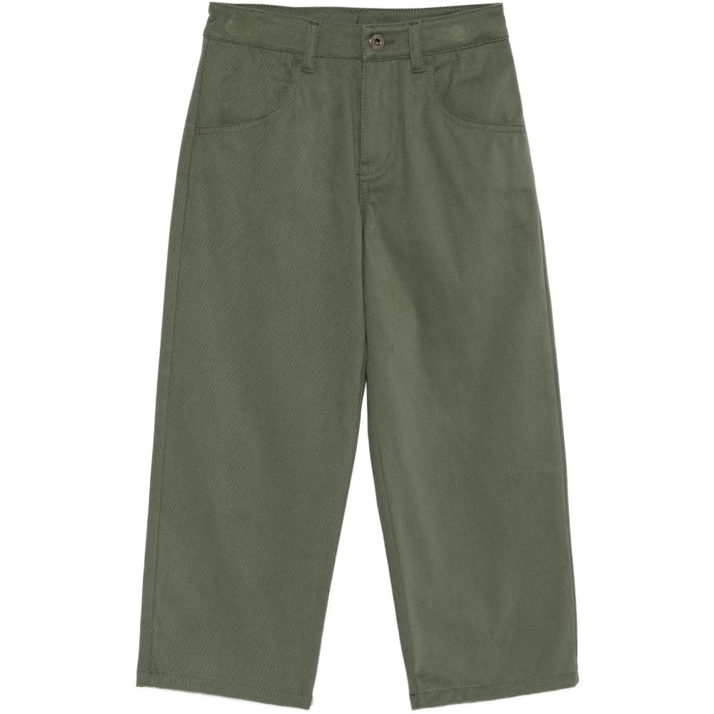 Pantaloni per bambino Emporio Armani Kids verde cachi con placca logo EB001493 AF25986 U8114 EMPORIO ARMANI KIDS