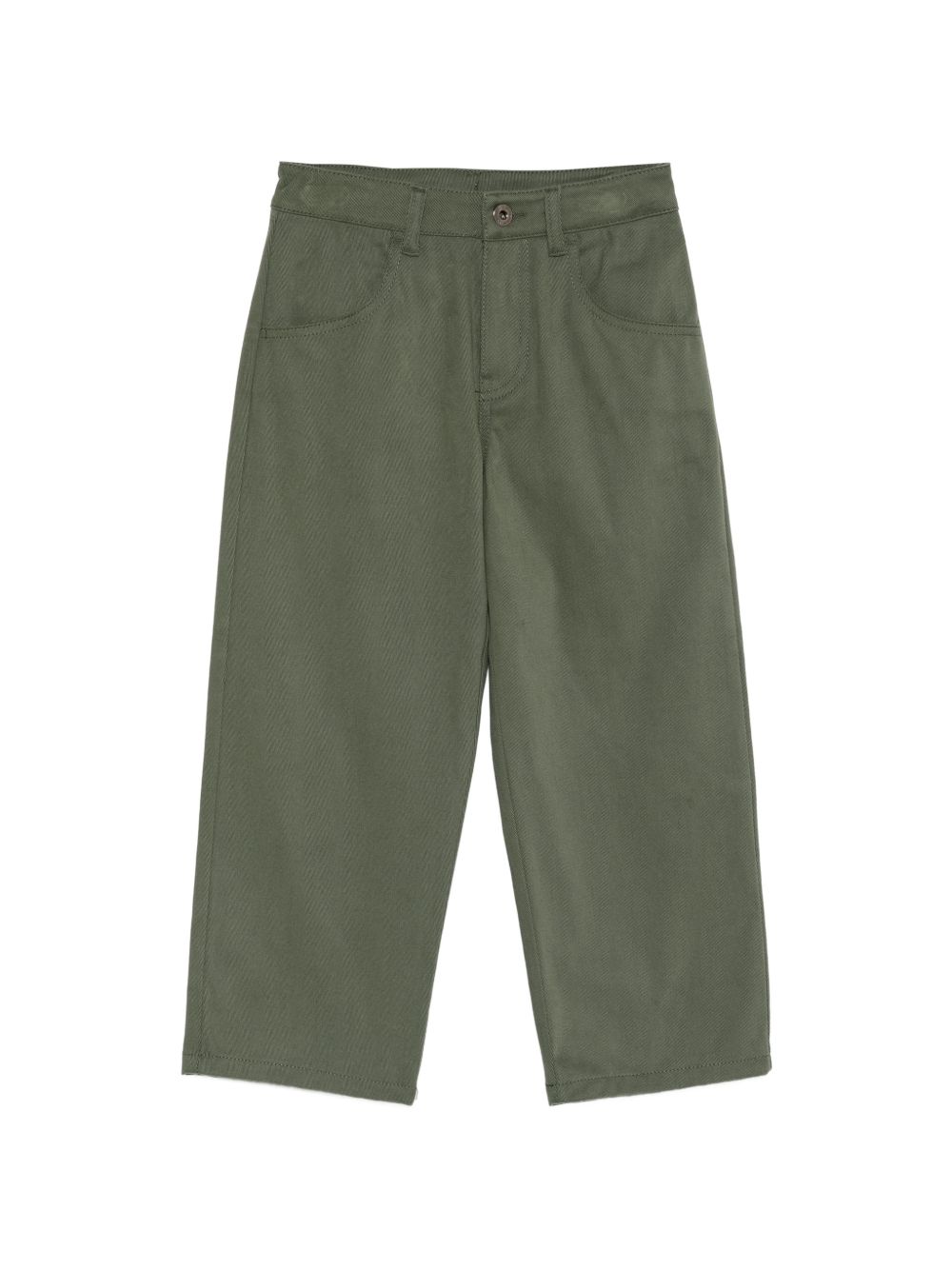 Pantaloni per bambino Emporio Armani Kids verde cachi con placca logo EB001493 AF25986 U8114 EMPORIO ARMANI KIDS