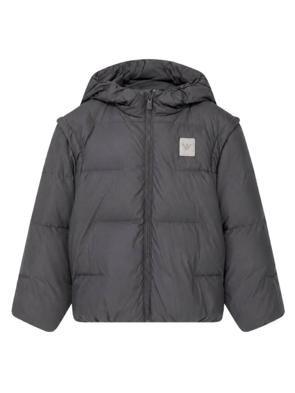 Giubbino per bambino Emporio Armani Kids grigio scuro con applicazione con logo sul petto EB001513 AF26005 UA030 EMPORIO ARMANI KIDS