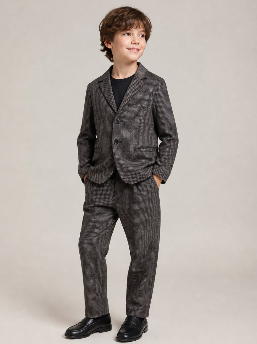 Abito elegante per bambino Emporio armani Kids grigio con motivo a quadri EB001530 AF26957 F8045 EMPORIO ARMANI KIDS