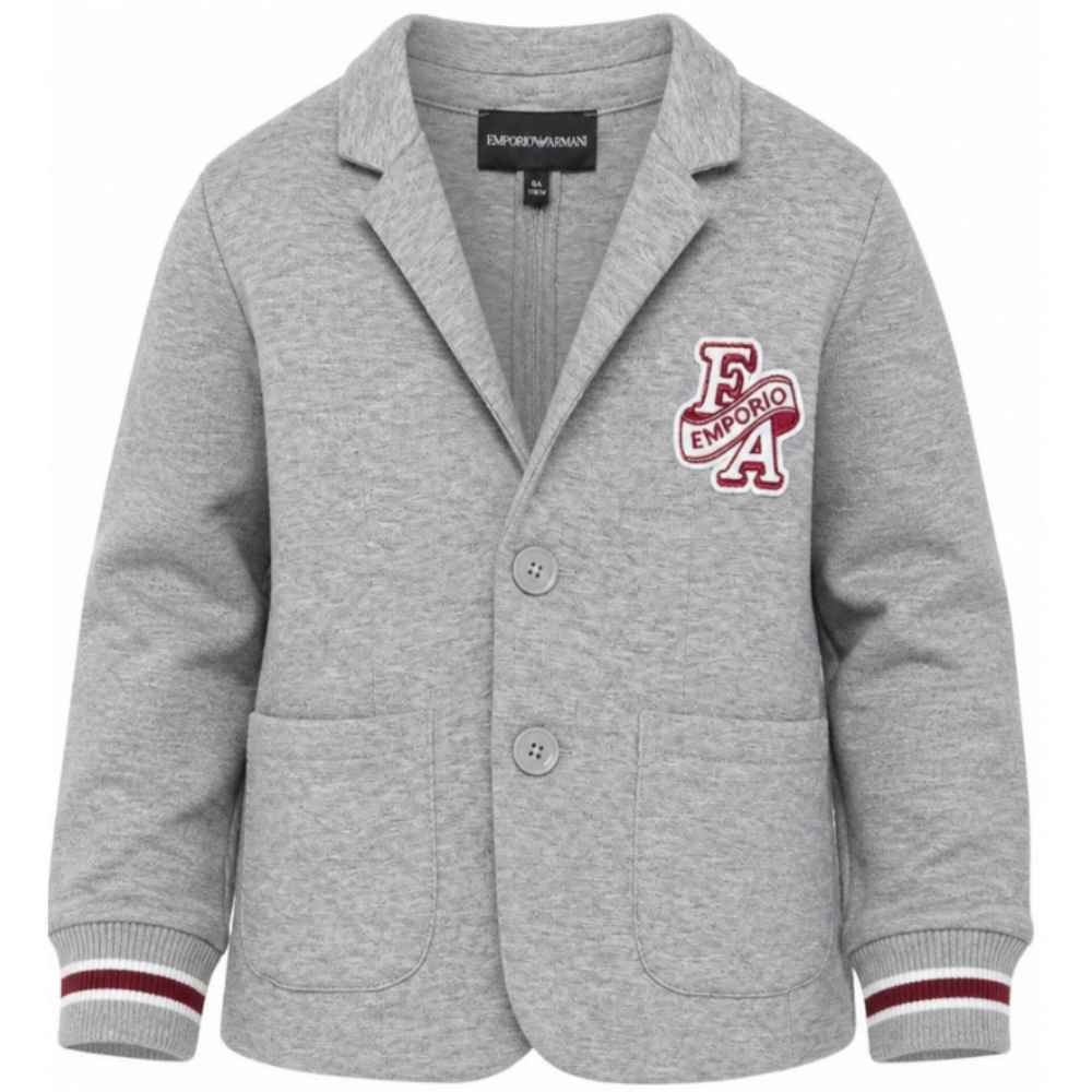 Blazer per bambino Emporio Armani Kids grigio con trama a tacca EB001532 AF10126 O8042 EMPORIO ARMANI KIDS