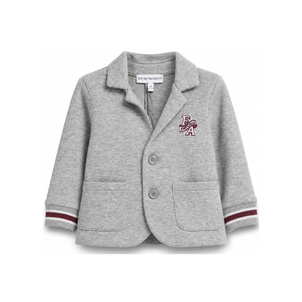 Giacca per neonato Emporio Armani Kids grigia con patch logo EB001539 AF10126 O8042 EMPORIO ARMANI KIDS