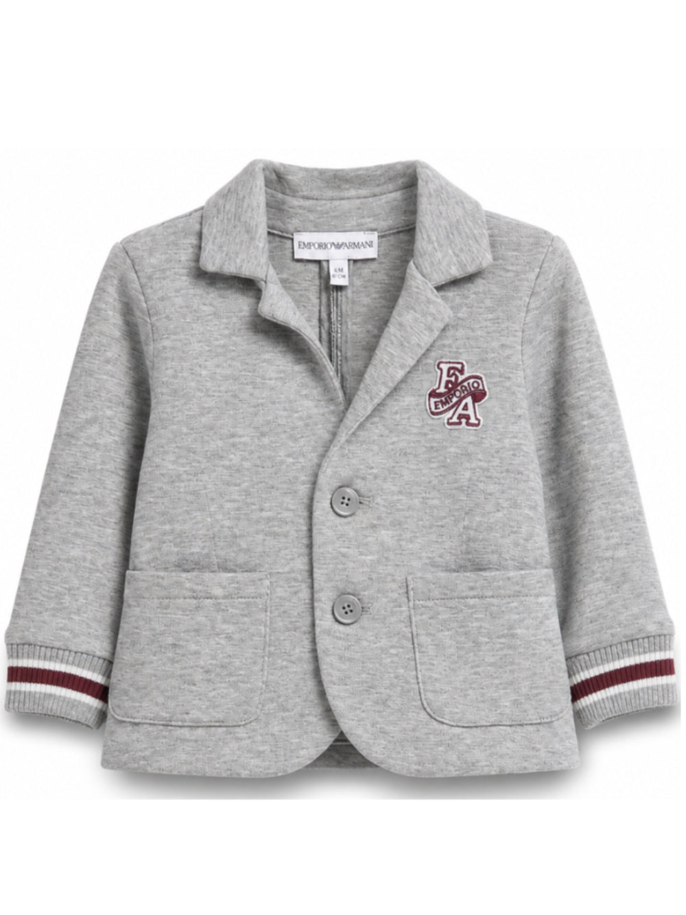 Giacca per neonato Emporio Armani Kids grigia con patch logo EB001539 AF10126 O8042 EMPORIO ARMANI KIDS