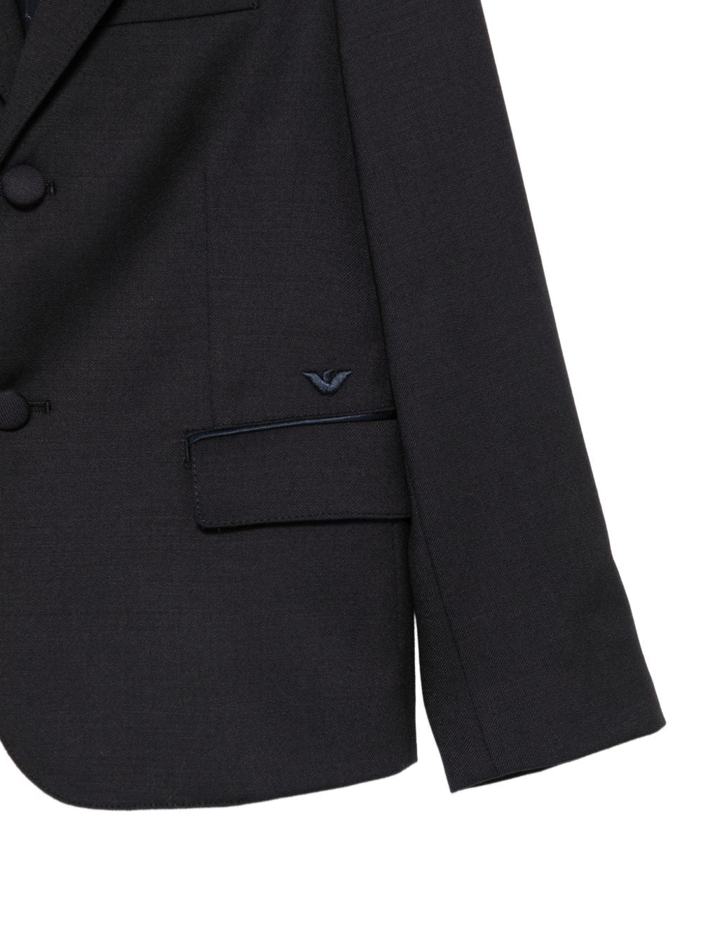 Giacca monopetto per bambino Emporio Armani Kids nera con placca logo EB001565 AF26061 UB109 EMPORIO ARMANI KIDS
