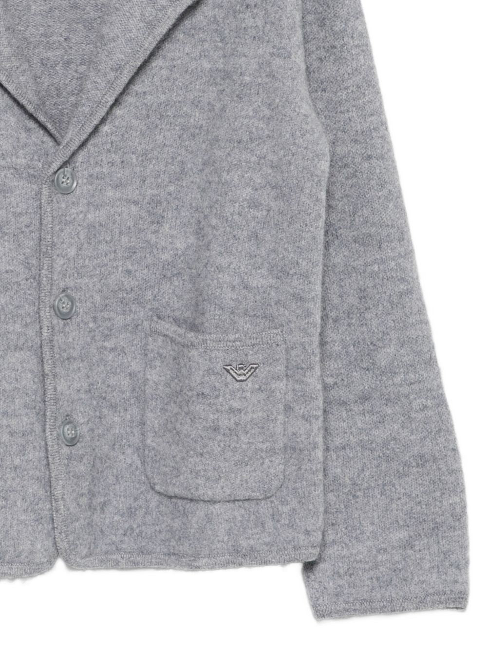 Cardigan per bambino Emporio Armani Kids grigio con design lavorato a maglia EB001579 AF27310 O8035 EMPORIO ARMANI KIDS