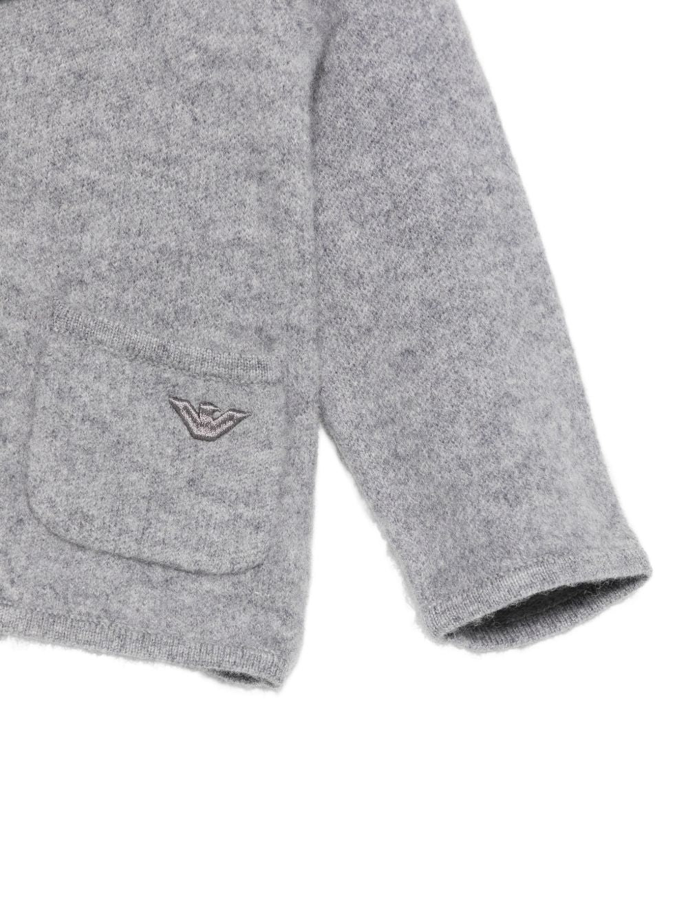Cardigan per neonato Emporio Armani Kids grigio con logo ricamato sul davanti EB001580 AF27310 O8035 EMPORIO ARMANI KIDS