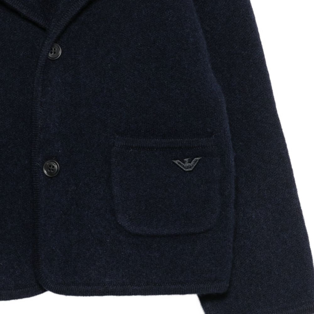 Cardigan per neonato Emporio Armani Kids blu navy con appicazione con logo EB001580 AF27310 UB118 EMPORIO ARMANI KIDS