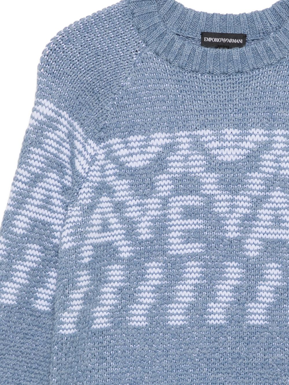 Maglione per bambino Emporio Armani Kids azzurro con motivo geometrico EB001582 AF27313 F9026 EMPORIO ARMANI KIDS