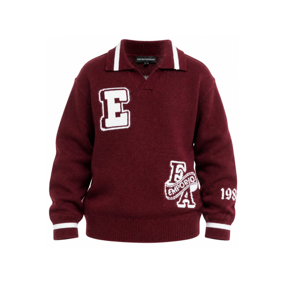 Maglione per bambino Emporio Armani Kids bordeaux con colletto polo EB001583 AF27314 UA343 EMPORIO ARMANI KIDS