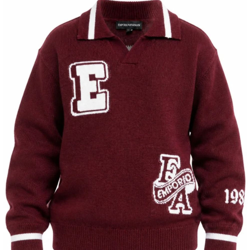 Maglione per bambino Emporio Armani Kids bordeaux con colletto polo EB001583 AF27314 UA343 EMPORIO ARMANI KIDS
