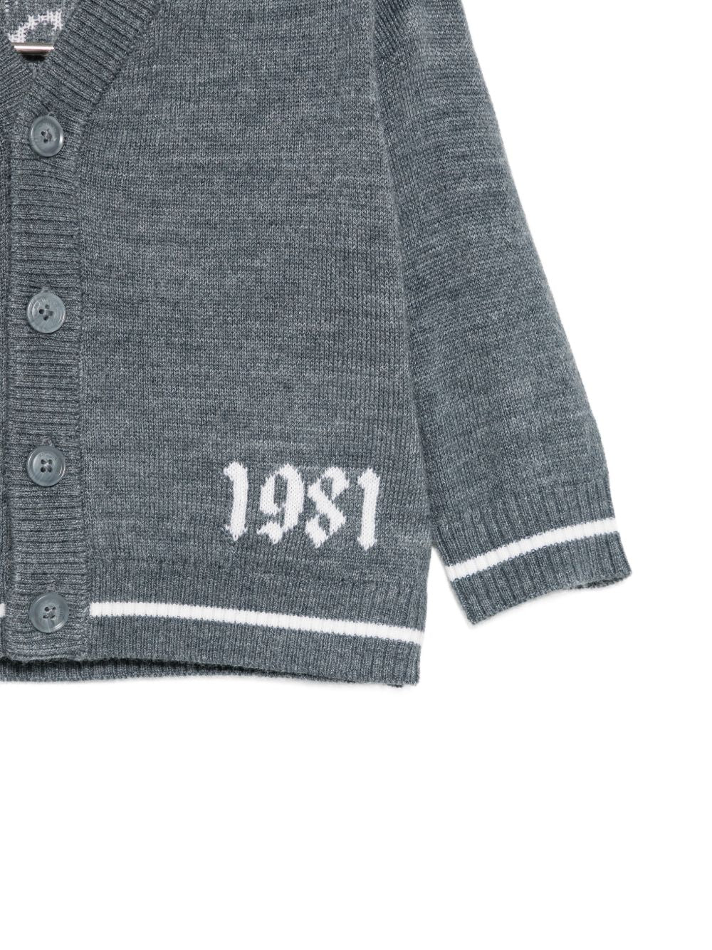Cardigan per neonato Emporio Armani Kids grigio con scollo a V EB001584 AF27314 O8035 EMPORIO ARMANI KIDS