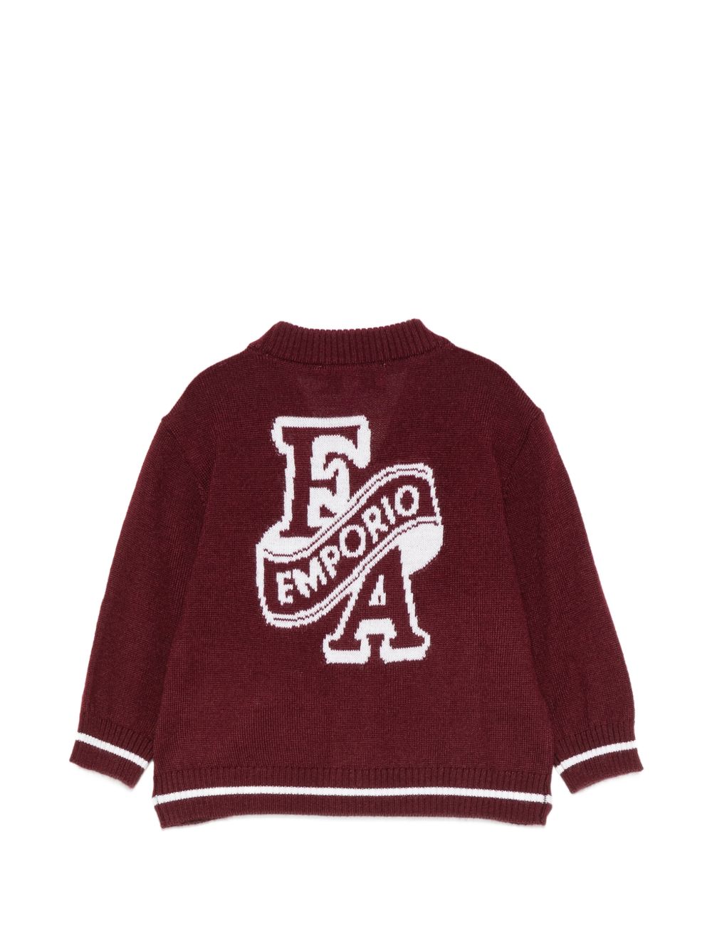 Cardigan per neonato Emporio Armani Kids bordeaux con stampa logo EB001584 AF27314 UA343 EMPORIO ARMANI KIDS