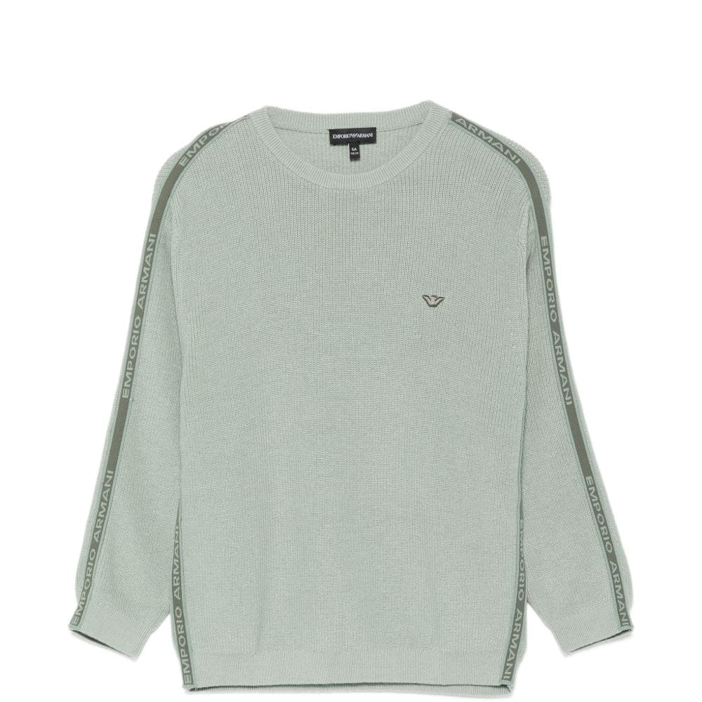 Maglione per bambino Emporio Armani Kids verde con stampa logo sulle maniche EB001586 AF27315 U9019 EMPORIO ARMANI KIDS