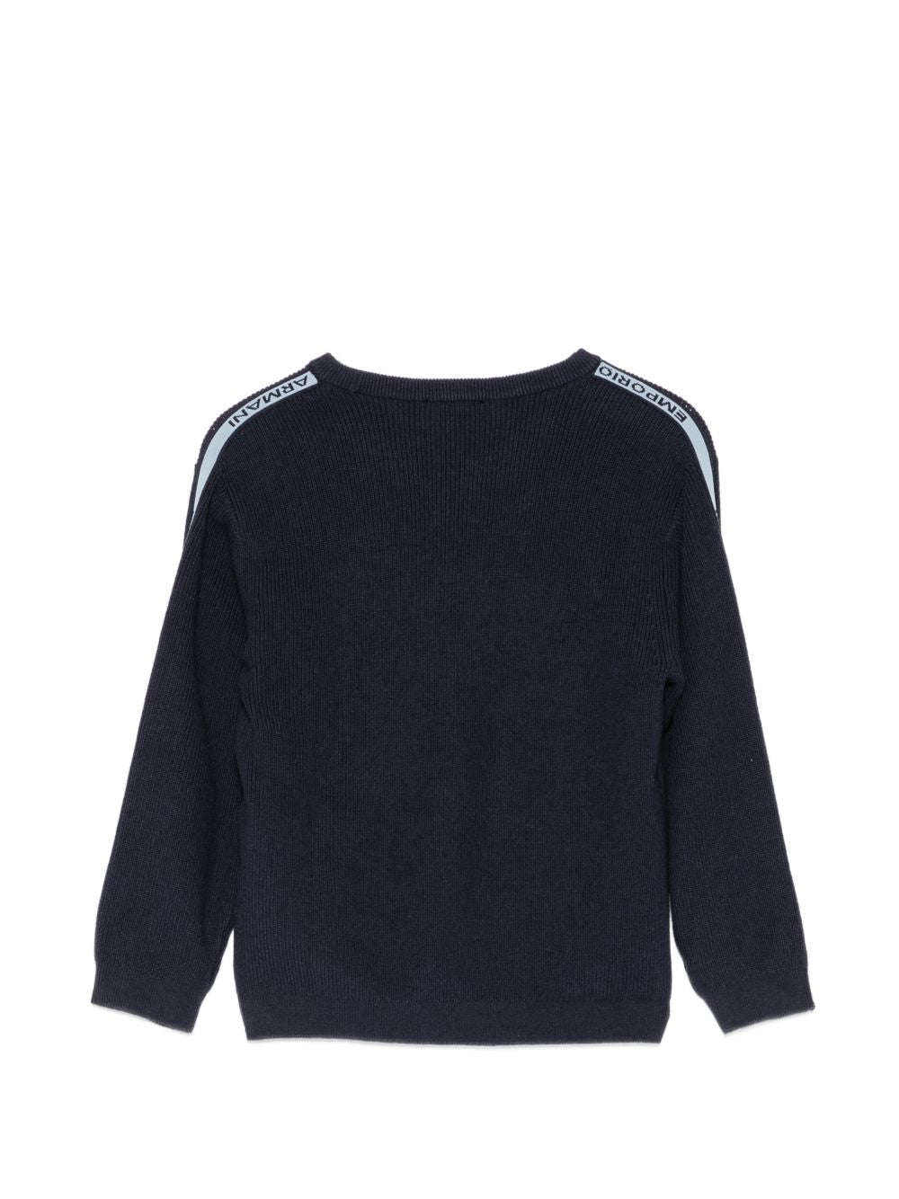 Maglione per bambino Emporio Armani Kids blu con stampa logo sulle maniche EB001586 AF27315 UB118 EMPORIO ARMANI KIDS