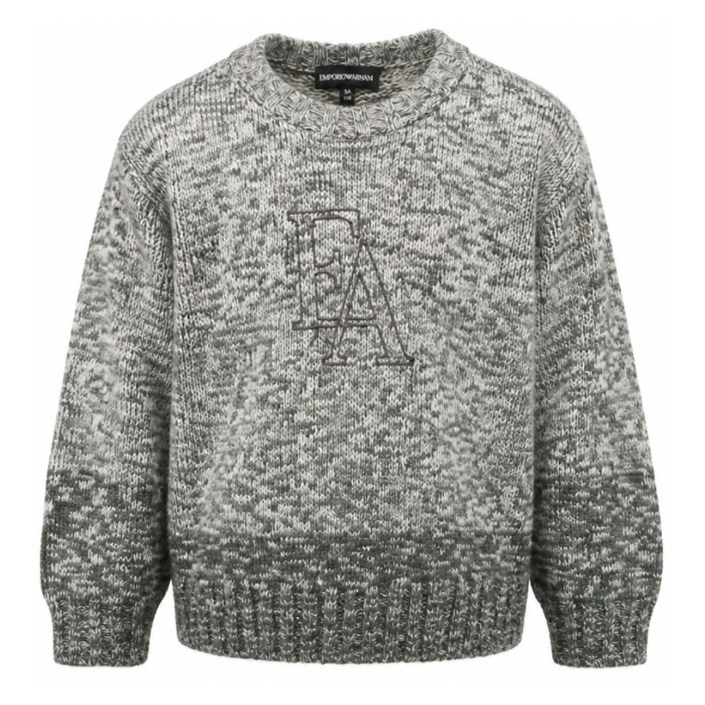 Maglione per bambino Emporio Armani Kids verde con effetto mélange EB001587 AF27316 F7011 EMPORIO ARMANI KIDS