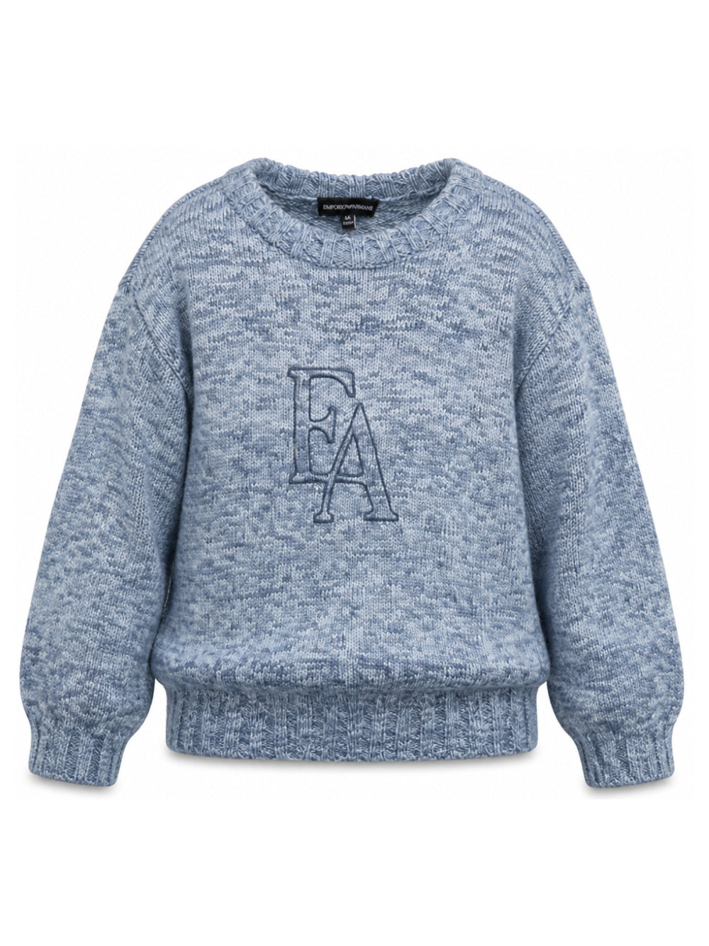 Maglione mélange per bambino Emporio Armani Kids azzurro con logo EB001587 AF27316 FB070 EMPORIO ARMANI KIDS