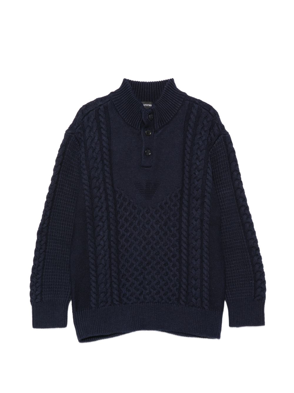 Maglione per bambino Emporio Armani Kids blu navy con design a maglia intrecciata EB001591 AF27319 UB118 EMPORIO ARMANI KIDS