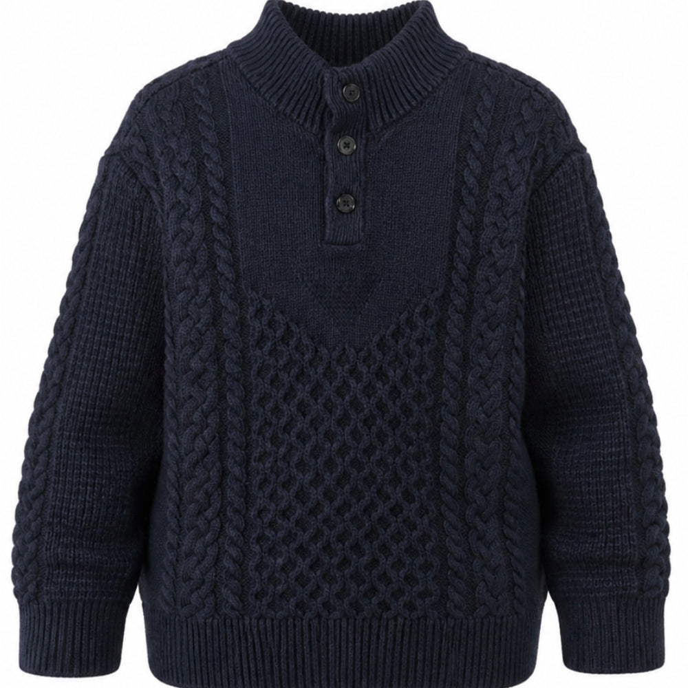 Maglione per bambino Emporio Armani Kids blu navy con design a maglia intrecciata EB001591 AF27319 UB118 EMPORIO ARMANI KIDS